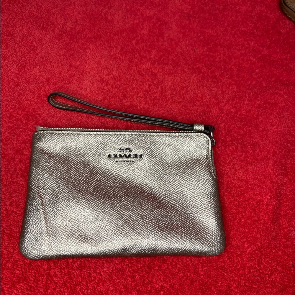 Coach Metallic Silver Wristlet